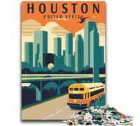 Puzzles pour Adolescents, 1000 pièces, Houston, Texas, Voyage, Art, Jeu Stimulant et Jeu Familial, décoration Murale, Cadeaux d'anniversaire et de Noël Uniques (Taille 38x52cm)