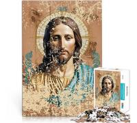 Puzzles pour Adolescents 1000 pièces Icône de Jésus-Christ Kintsugi Jeu Familial pour et avec Affiche et Feuille de Questions correspondantes 38x26cm