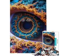 Puzzles pour Adolescents 1000 pièces Œil Fractal Bleu et Or Puzzles pour Adultes Jeu Manuel Une œuvre d'art Interaction Parent-Enfant (Taille 38x26cm)