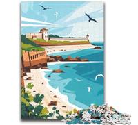 Puzzles pour Adolescents 1000 pièces, Illustration de forteresse côtière, Puzzle Anti-Stress, liste de souhaits pour Tuer Le Temps avec Le Père Noël (26x38cm)