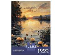 Puzzles pour Adolescents 1000 Pièces Impressionist Inspired Water Lilies at Sunset Puzzle pour Adultes Jouets Anti-Stress Améliore La Mémoire Cadeaux Anti-Stress 52x38cm/1000pcs