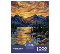 Puzzles Pour Adolescents 1000 Pièces Impressionistic Mountain Lake at Sunset Painting Puzzle Pour Adolescents Course De Vitesse Manuelle Difficile Et Stimulant Jeu Amusant Et Stimulant Pour Toute La F