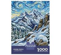 Puzzles pour Adolescents 1000 Pièces Impressionistic Winter Mountain Landscape Painting Puzzle pour Adultes Jouets Anti-Stress Cadeau d'anniversaire Aide À Stimuler Le Cerveau 38x26cm/1000pcs