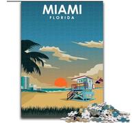 Puzzles pour Adolescents 1000 pièces, imprimé Voyage Miami Floride, Jouets éducatifs, idéal comme Cadeau pour Toute la Famille, pour Les Enfants de 14 Ans et Plus, 26x38cm
