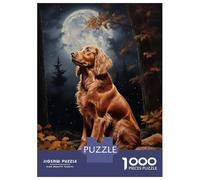 Puzzles pour Adolescents 1000 Pièces Irish Setter Under Moonlight Puzzles pour Adolescents, Jouet, Décoration Murale, Décoration Intérieure, Interaction Parent-Enfant 52x38cm/1000pcs