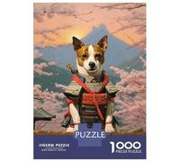Puzzles pour Adolescents 1000 Pièces Jack Russell Dog Samurai Puzzles pour Adultes, Jouet, Décoration Murale, Une Œuvre d'art, Cadeaux Uniques d'anniversaire Et De Noël 52x38cm/1000pcs