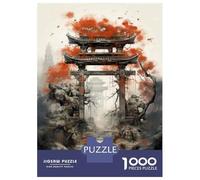 Puzzles pour Adolescents 1000 Pièces Japanese Garden Gate Art Print Puzzle Jeu Familial Décoration Parfaite Cadeaux Uniques pour Anniversaire Et Noël 38x26cm/1000pcs