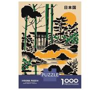 Puzzles pour Adolescents 1000 Pièces Japanese Garden Illustration with Torii Gate Puzzles pour Adultes Jeu Manuel pour S'amuser en Famille Activités Amusantes À La Maison, 38x26cm/1000pcs