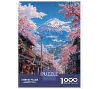 Puzzles pour Adolescents 1000 Pièces Japanese Sakura Bloom Fuji Puzzle pour Adultes Jeux Relaxants Décoration Intérieure Cadeaux Uniques pour Anniversaire Et Noël 38x26cm/1000pcs