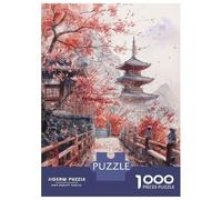 Puzzles pour Adolescents 1000 Pièces Japanese Sakura Temple Puzzle pour Adultes Jouets Anti-Stress Difficile Offre Spéciale comme Cadeaux pour Toute La Famille 52x38cm/1000pcs
