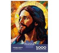 Puzzles pour Adolescents 1000 Pièces Jesus Christ Stained Glass Puzzles pour Adolescents Jeux Relaxants Course De Vitesse Manuelle Est Idéal comme Cadeau 70x50cm/1000pcs