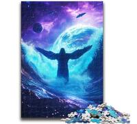 Puzzles pour Adolescents 1000 pièces Jésus Cosmique Défi d'intelligence cérébrale Jouets addictifs Cadeau Amusant pour Les 14 Ans et Plus 50x75cm