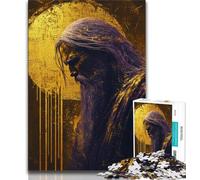 Puzzles pour Adolescents 1000 pièces Jésus doré, Aide Le Cerveau à exercer des Jouets addictifs pour cultiver la Patience Collection d'artistes, Beaux-Arts (38x26cm)