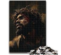 Puzzles pour Adolescents 1000 pièces Jésus Noir Jeu éducatif Défi Jouet Décoration Murale Cadeaux d'anniversaire et de Noël Uniques 26x38cm