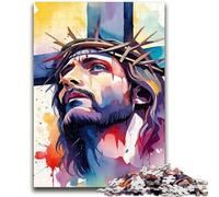 Puzzles pour Adolescents 1000 pièces Jésus sur la Croix Un Jeu éducatif Difficile à réaliser, Amusant et Humoristique pour Un Anniversaire 50x75cm