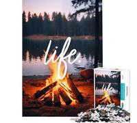 Puzzles pour Adolescents 1000 pièces Jeux Inspirants et relaxants Autour du feu de Camp Jouets éducatifs et éducatifs Cadeaux de Père Noël Secret découpe de précision (Taille 38x26cm)