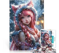 Puzzles pour Adolescents 1000 pièces Jolie Fille animée enneigée Jouets à Faire soi-même Décoration d'intérieur et Cadeaux Uniques 52x38cm