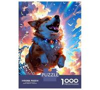 Puzzles pour Adolescents 1000 Pièces Joyful Corgi in Water with Rainbow Puzzles pour Adultes Assemblage De Modèles De Puzzles Stimulants Amusant en Famille Et Soirée Jeux 52x38cm/1000pcs