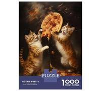Puzzles pour Adolescents 1000 Pièces Kitten Pizza Wars Puzzles pour Adultes Assemblage De Modèles De Puzzles Stimulants Amusant en Famille Et Soirée Jeux 38x26cm/1000pcs