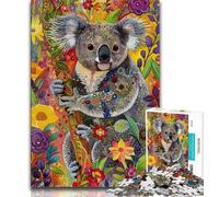 Puzzles pour Adolescents 1000 pièces Koala Animal psychédélique 1000 pièces pour Adultes, Anti-Stress Staycation Kill Time Enhance Love Between Couples (Taille 75x50cm)