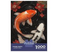 Puzzles pour Adolescents 1000 Pièces Koi Harmony Red and White Elegance Puzzle Adulte Jeux De Société en Famille Anti-Stress Jeu Stimulant Cadeaux 52x38cm/1000pcs
