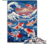 Puzzles pour Adolescents 1000 pièces Koi Japonais, Jeu Stimulant et Jeu Familial avec des pièces entièrement emboîtables de Formes aléatoires 50x75cm