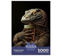Puzzles pour Adolescents 1000 Pièces Komodo Dragon Beer Puzzle pour Adultes Jeux Relaxants Décoration Intérieure Cadeaux Uniques pour Anniversaire Et Noël 52x38cm/1000pcs