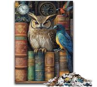 Puzzles pour Adolescents 1000 pièces La bibliothèque est Un Hibou Anti-Stress Staycation Kill Time avec Affiche Assortie et Feuille de Questions 50x75cm
