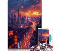 Puzzles pour Adolescents 1000 pièces La Tour de la Perle de l'Orient à Shanghai Puzzle Adulte Staycation Kill Time avec pièces entièrement emboîtables de Formes aléatoires 75x50cm
