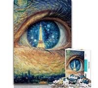 Puzzles pour Adolescents 1000 pièces La Tour Eiffel dans Les Yeux, Jeu Stimulant et Jeu éducatif en Famille pour Anniversaire, Noël (75x50cm)