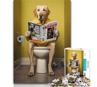 Puzzles pour Adolescents 1000 pièces Labrador Jaune aux Toilettes, Jouets éducatifs et éducatifs pour la Famille, adaptés à la décoration de Bureau (38x26cm)