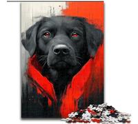 Puzzles pour Adolescents 1000 pièces Labrador Noir, Jeu Stimulant et Familial avec des pièces de Formes aléatoires entièrement emboîtables (Taille 26x38cm)