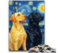 Puzzles pour Adolescents 1000 pièces Labrador sous Le Ciel Nocturne Jeu Stimulant et Jeu Familial idéal comme Cadeau pour Toute la Famille 50x75cm
