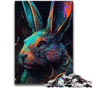 Puzzles pour Adolescents 1000 pièces Lapin de Pâques coloré Défi d'intelligence cérébrale Jouets addictifs Cadeau Amusant pour Les 14 Ans et Plus 50x75cm
