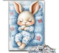 Puzzles pour Adolescents 1000 pièces Lapin endormi, pour Les 14 Ans et Plus pour Un Jeu éducatif, Un défi, Un Jouet, Un Cadeau pour Les Anniversaires 26x38cm