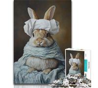 Puzzles pour Adolescents 1000 pièces Lapin Jouant avec du Papier Toilette, Jouet éducatif intellectuel décompressant pour Anniversaire, Noël 50x75cm