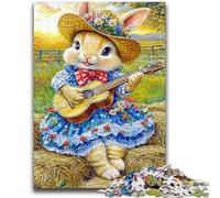 Puzzles pour Adolescents 1000 pièces Lapin Jouant de la Guitare Jouets de Divertissement Familial Jeu éducatif pour Anniversaire, Noël pour Les 14 Ans et Plus 50x75cm