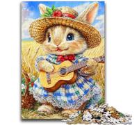 Puzzles pour Adolescents 1000 pièces Lapin Jouant de la Guitare Puzzles pour Adolescents, Jeux éducatifs Jouets à Faire soi-même Superbes Cadeaux et Jouets 50x75cm