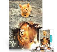 Puzzles pour Adolescents 1000 pièces Le Chat reflète Le Lion Entraînez Votre Cerveau et Vos Mains décoration Murale 38x52cm