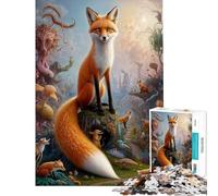 Puzzles pour Adolescents 1000 pièces Le Conte d'un Renard Fantastique Difficile et Stimulant Cadeaux pour Femmes Jeux Amusants à partir de 14 Ans 38x52cm