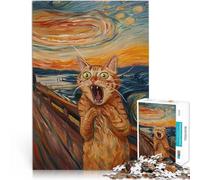 Puzzles pour Adolescents 1000 pièces Le Cri du Chat Orange Jouets éducatifs d'apprentissage Interaction Parent-Enfant 38x26cm