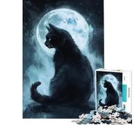 Puzzles pour Adolescents 1000 pièces Le murmure du Chat au Clair de Lune Puzzles pour Adultes Jeux Amusants Course de Vitesse Manuelle Interaction Parent-Enfant (Taille 38x52cm)