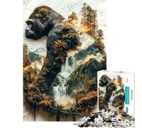 Puzzles pour Adolescents 1000 pièces Le règne verdoyant du Gorille Puzzles pour Adultes Jeux Amusants Anti-Stress Cadeaux de Noël et d'anniversaire (Dimensions 38x52cm)