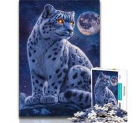 Puzzles pour Adolescents 1000 pièces Léopard des neiges sous la Lune 1000 pièces pour Adolescents, Jouets éducatifs et éducatifs, Jeux familiaux, Anniversaires et Cadeaux Uniques (Taille 75x50cm)