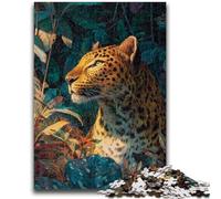 Puzzles pour Adolescents 1000 pièces Léopard doré Jeu Stimulant et Jeu Familial Décoration Murale Cadeaux d'anniversaire et de Noël Uniques 50x75cm