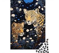 Puzzles pour Adolescents 1000 Pièces Leopard Night Garden Puzzle pour Adultes - Jouets Anti-Stress - Décoration Intérieure - Cadeaux Anti-Stress 52x38cm/1000pcs