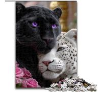 Puzzles pour Adolescents 1000 pièces Léopard Noir et Blanc, Jouets éducatifs, Jeux Anti-Stress, décoration d'intérieur Unique et Cadeaux (Taille 26x38cm)