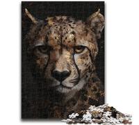 Puzzles pour Adolescents 1000 pièces Léopard Noir et Or Jeux éducatifs Jeu éducatif pour Anniversaire, Noël pour et 14 Ans 50X75CM