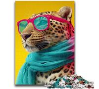 Puzzles pour Adolescents 1000 pièces Léopard Portant Un Foulard Anti-Stress Défi Difficile À Offrir en Cadeau à Toute la Famille 50x75cm