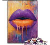 Puzzles pour Adolescents 1000 pièces Lèvres Violettes, Anti-Stress Staycation Tuer Le Temps Améliorer l'amour Entre Les Couples 38x26cm